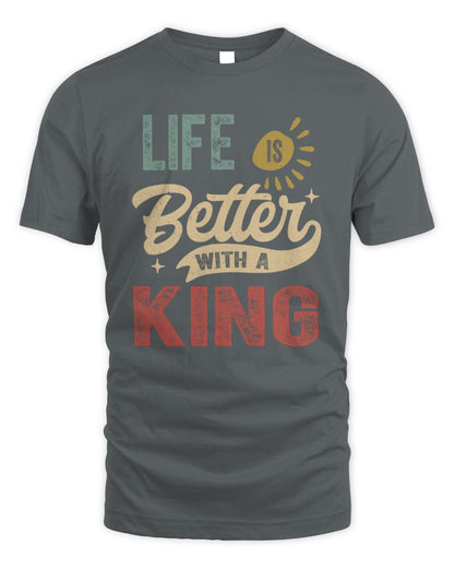 Life Is Better With a Name Personalized Retro T-Shirt KING-48 / Unisex Standard T-Shirt / charcoal