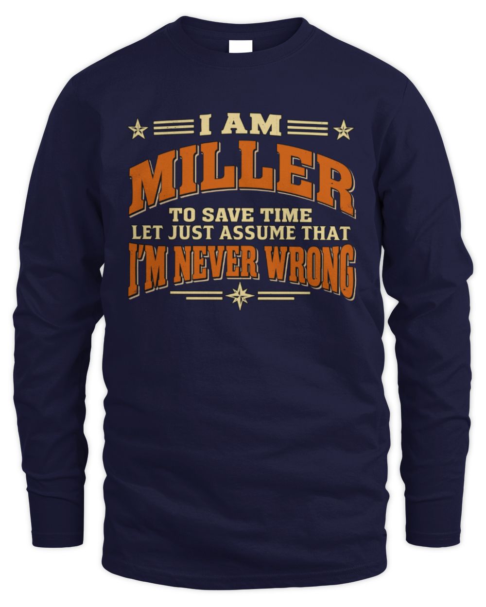 I'm Name Let's Just Assume I'm Never Wrong Retro Shirt MILLER M1-64 / Men's Long Sleeved T-Shirt / navy
