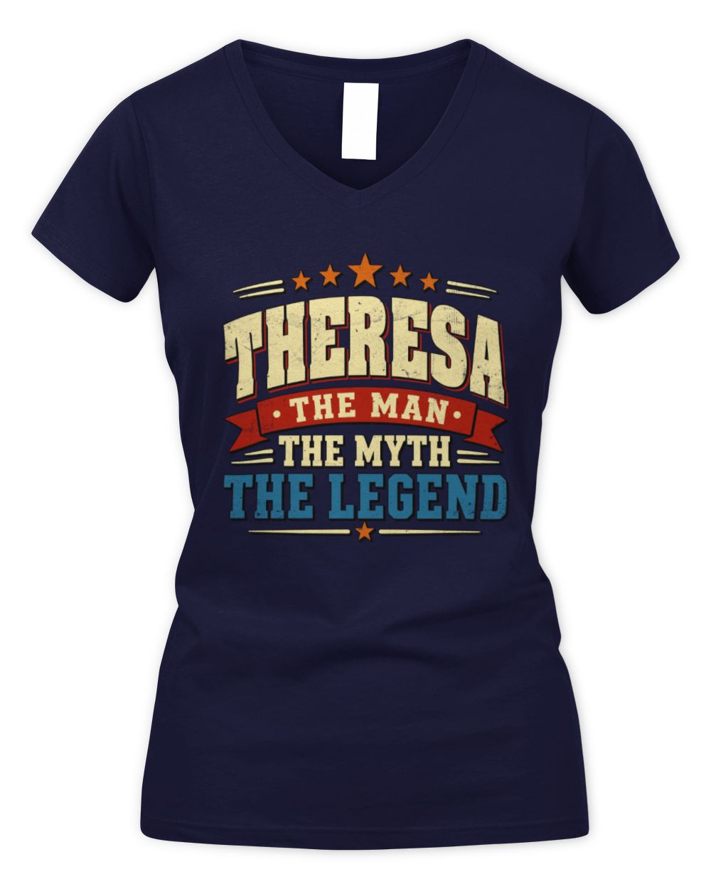 The Man The Myth The Legend Ribbon Vintage T-Shirt THERESA M1-56 / Women's V-Neck T-Shirt / navy