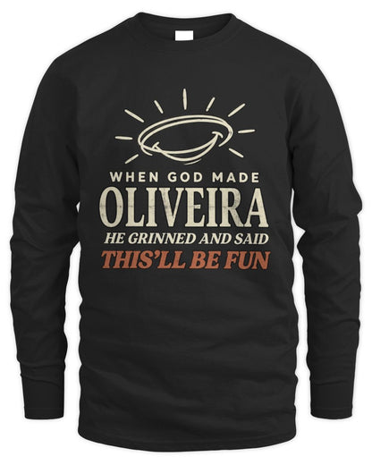 When God Made Your Name Funny Western T-Shirt T-Shirt OLIVEIRA M1-S82 / Men's Long Sleeved T-Shirt / black