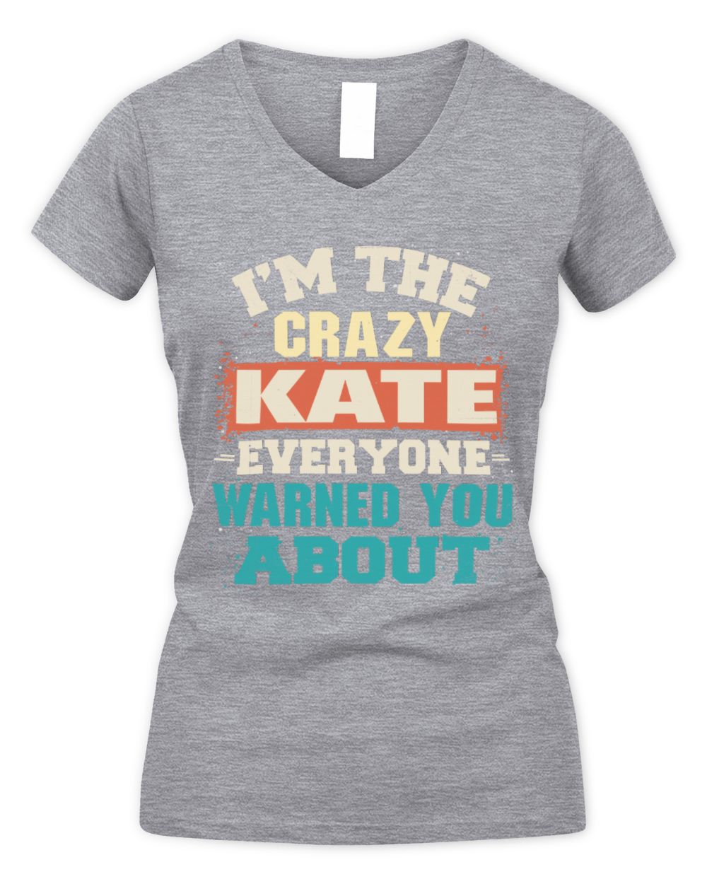 I'm the Crazy One Everyone Warned You About Retro Graphic T-Shirt KATE M1-70 / Women's V-Neck T-Shirt / sport grey