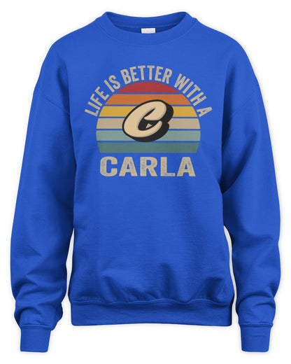 Life Is Better with Name Vintage Sun Shirt CARLA M1-50 / Unisex Sweatshirt / royal