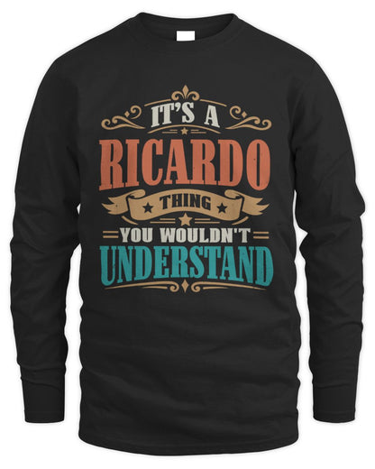 It’s a Name Thing Personalized Retro T-Shirt RICARDO M1-47 / Men's Long Sleeved T-Shirt / black