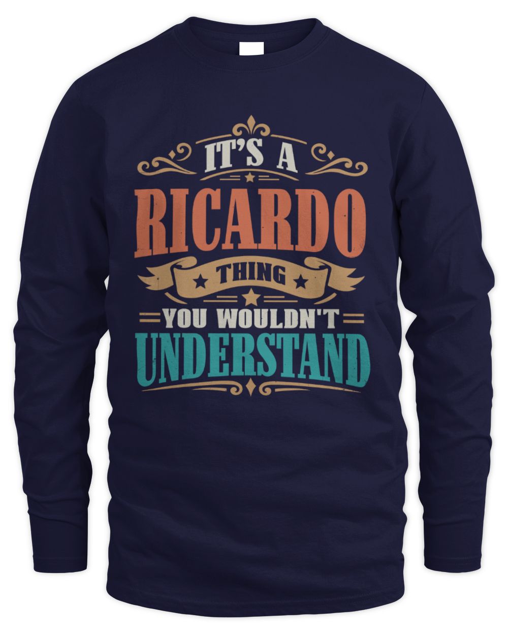 It’s a Name Thing Personalized Retro T-Shirt RICARDO M1-47 / Men's Long Sleeved T-Shirt / navy