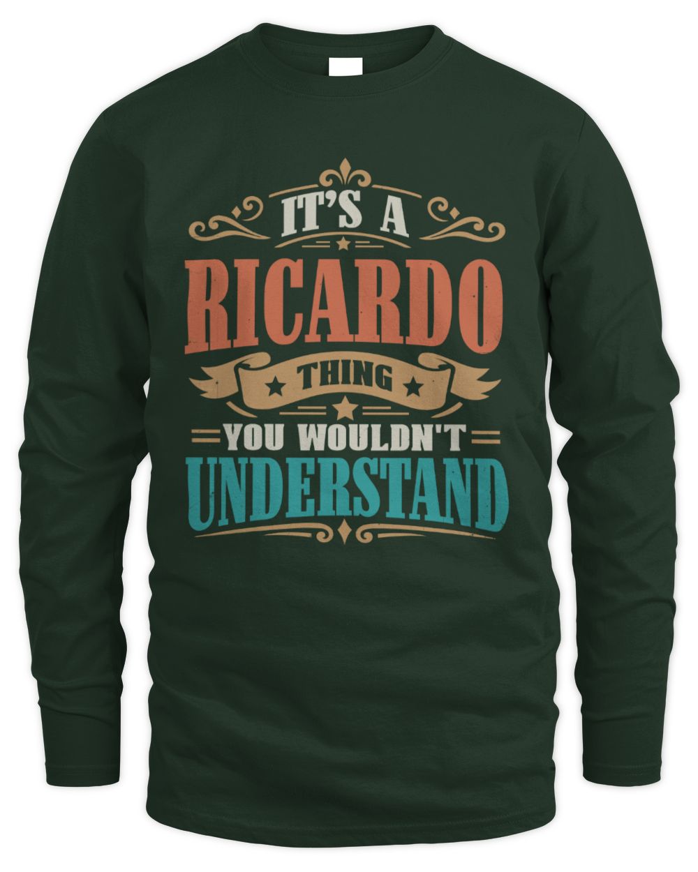 It’s a Name Thing Personalized Retro T-Shirt RICARDO M1-47 / Men's Long Sleeved T-Shirt / forest green