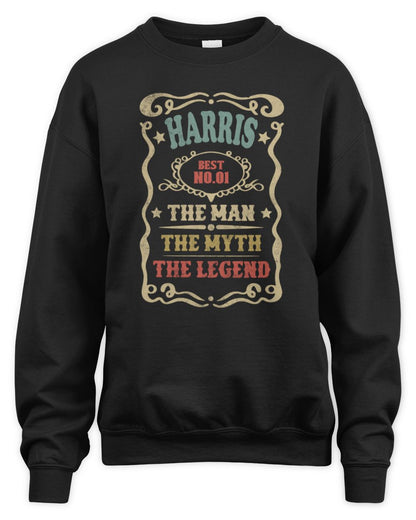 The Man The Myth The Legend Vintage Gold Wine Shirt HARRIS M1-52 / Unisex Sweatshirt / black