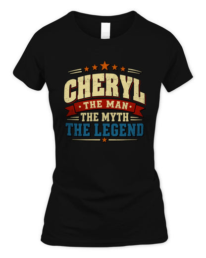 The Man The Myth The Legend Ribbon Vintage T-Shirt CHERYL M1-56 / Women's Standard T-Shirt / black