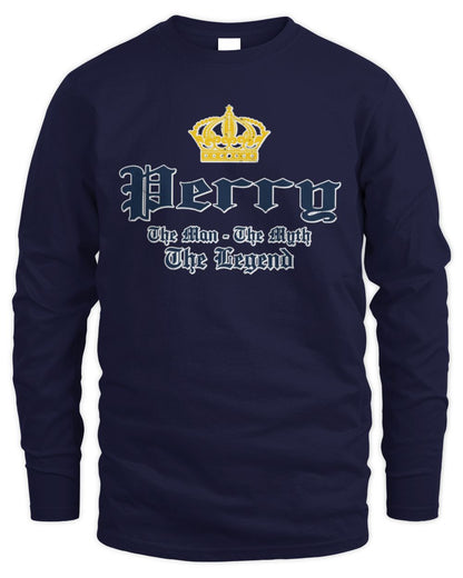 The Man The Myth The Legend Corona Beer T-Shirt PERRY M1-S83 / Men's Long Sleeved T-Shirt / navy