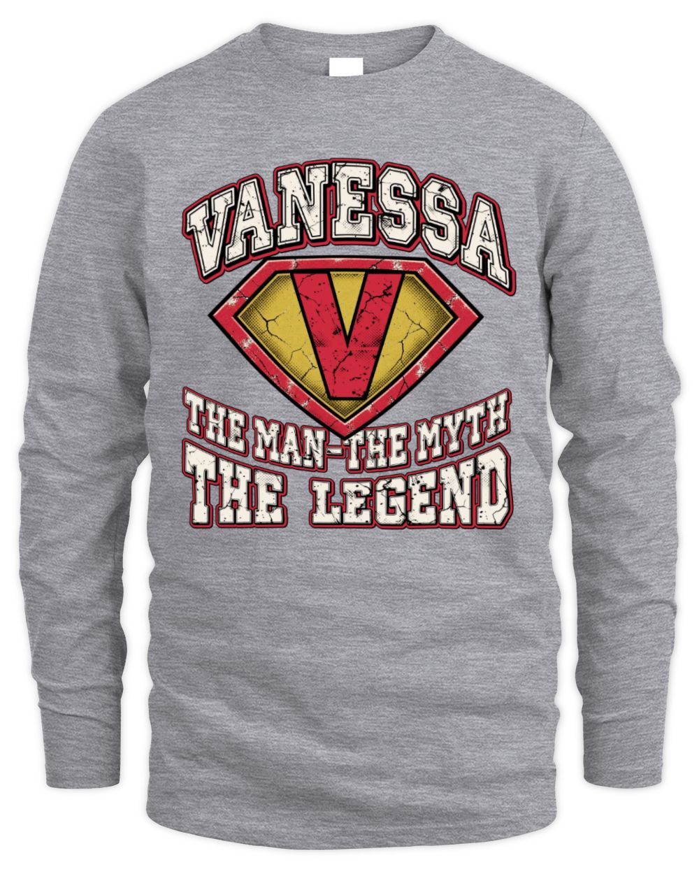 The Man The Myth The Legend Superman Graphic T-Shirt VANESSA M1-74 / Men's Long Sleeved T-Shirt / sport grey