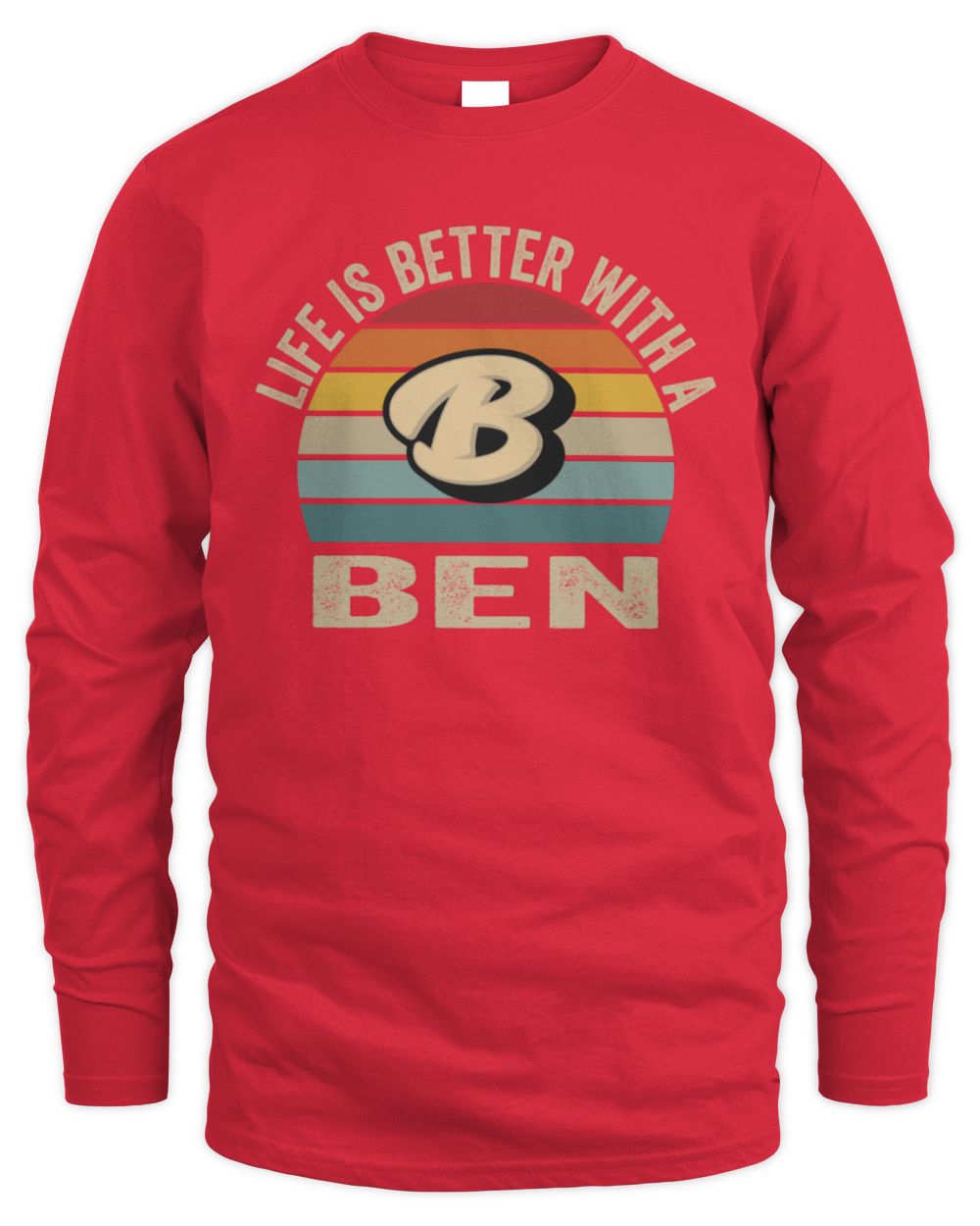 Life Is Better with Name Vintage Sun Shirt BEN M1-50 / Men's Long Sleeved T-Shirt / red