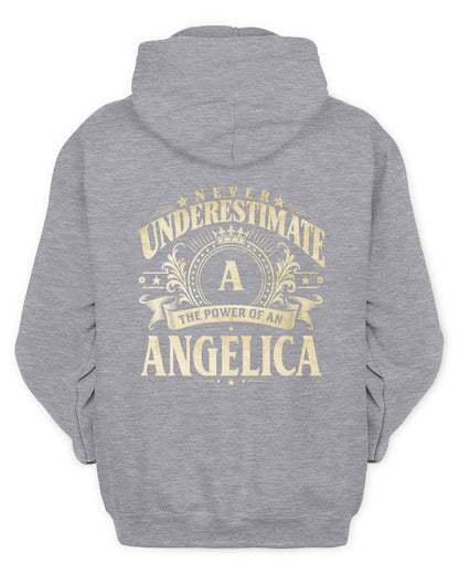 Never Underestimate Your Name Luxury Logo Shirt ANGELICA M1-63 / Unisex Hoodie / sport grey