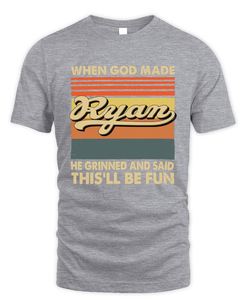 When God Made Your Name He Grinned Vintage T-Shirt RYAN M1-55 / Unisex Standard T-Shirt / sport grey