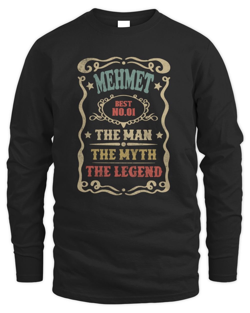 The Man The Myth The Legend Vintage Gold Wine Shirt MEHMET M1-52 / Men's Long Sleeved T-Shirt / black