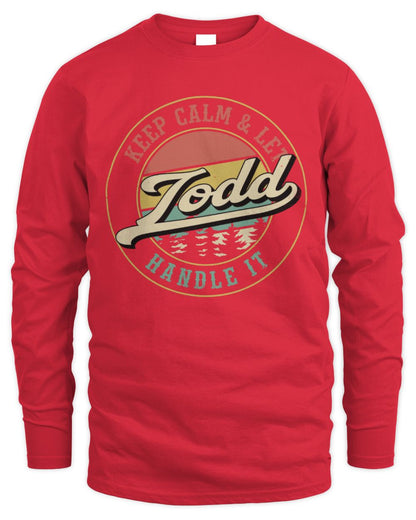 Keep Calm Let Your Name Handle It Retro T-Shirt TODD M1-54 / Men's Long Sleeved T-Shirt / red
