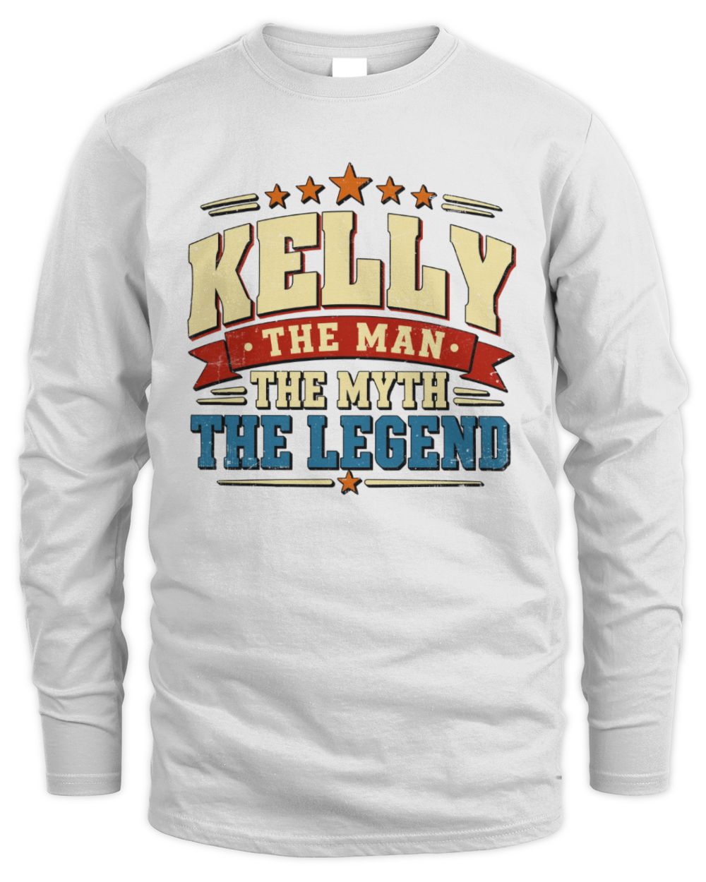 The Man The Myth The Legend Ribbon Vintage T-Shirt KELLY M1-56 / Men's Long Sleeved T-Shirt / white