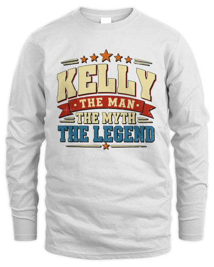 The Man The Myth The Legend Ribbon Vintage T-Shirt KELLY M1-56 / Men's Long Sleeved T-Shirt / white