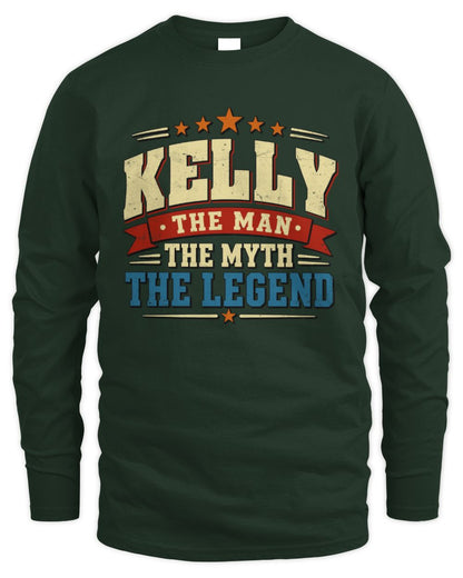 The Man The Myth The Legend Ribbon Vintage T-Shirt KELLY M1-56 / Men's Long Sleeved T-Shirt / forest green