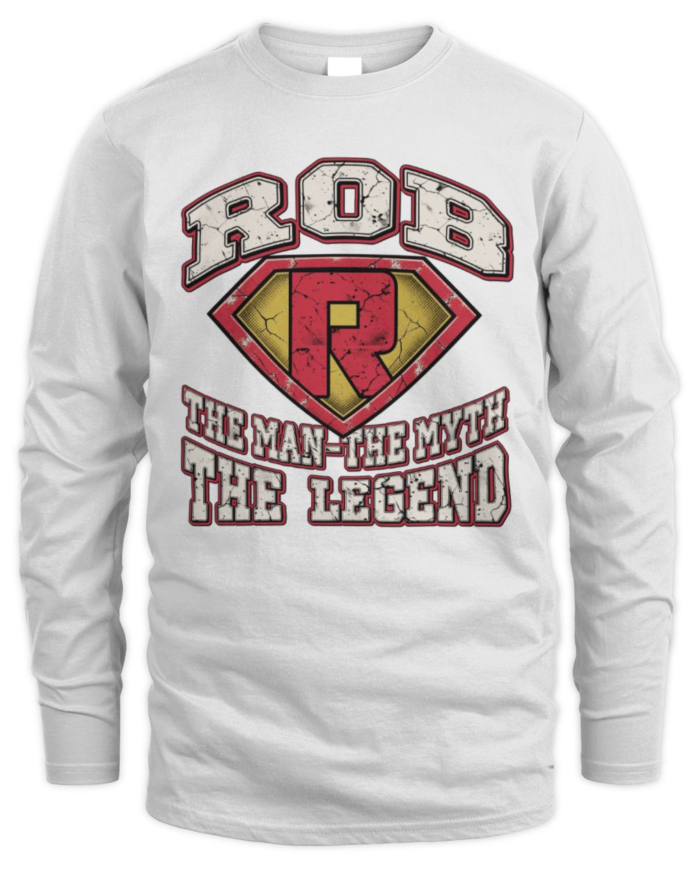 The Man The Myth The Legend Superman Graphic T-Shirt ROB M1-74 / Men's Long Sleeved T-Shirt / white