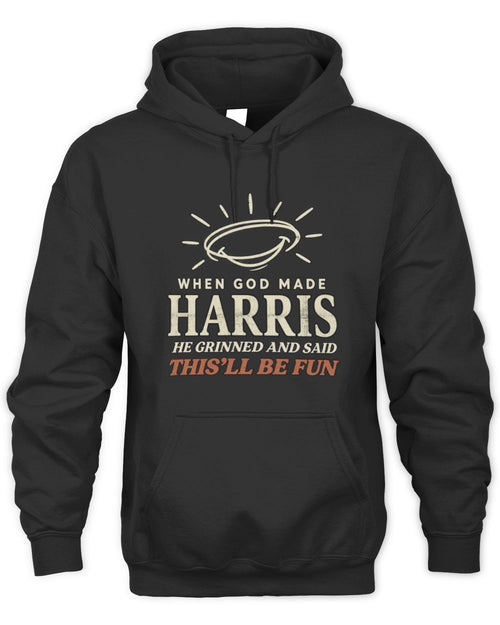 When God Made Your Name Funny Western T-Shirt T-Shirt HARRIS M1-S82 / Unisex Hoodie / black