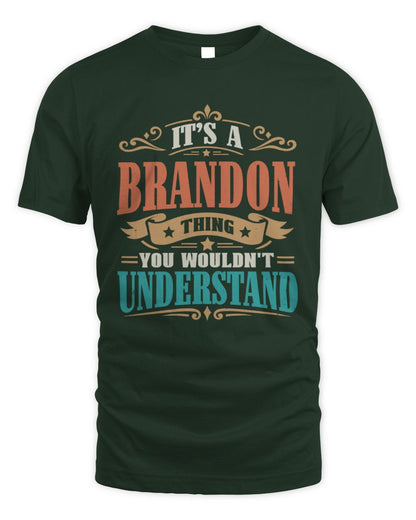 It’s a Name Thing Personalized Retro T-Shirt BRANDON M1-47 / Unisex Standard T-Shirt / forest green
