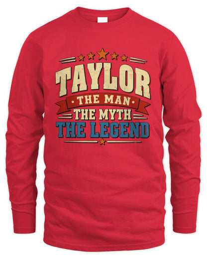 The Man The Myth The Legend Ribbon Vintage T-Shirt TAYLOR M1-56 / Men's Long Sleeved T-Shirt / red