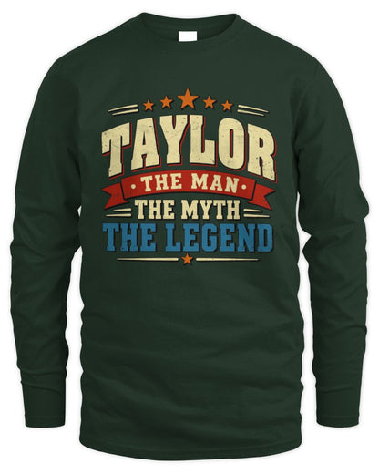 The Man The Myth The Legend Ribbon Vintage T-Shirt TAYLOR M1-56 / Men's Long Sleeved T-Shirt / forest green