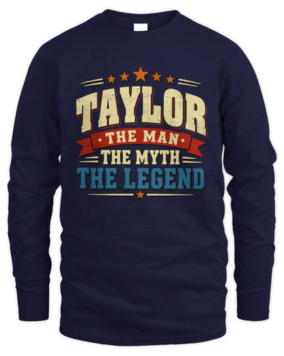 The Man The Myth The Legend Ribbon Vintage T-Shirt TAYLOR M1-56 / Men's Long Sleeved T-Shirt / navy