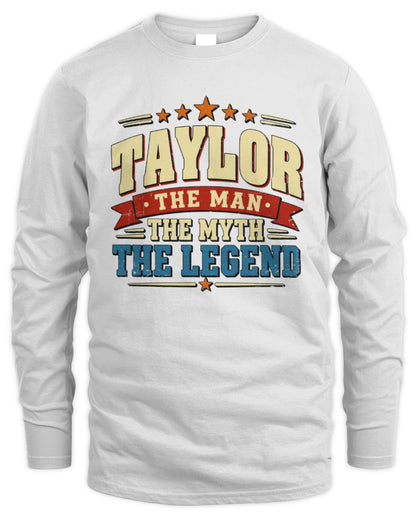 The Man The Myth The Legend Ribbon Vintage T-Shirt TAYLOR M1-56 / Men's Long Sleeved T-Shirt / white