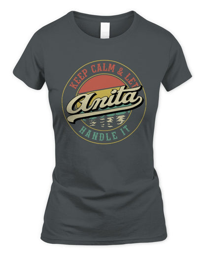 Keep Calm Let Your Name Handle It Retro T-Shirt ANITA M1-54 / Women's Standard T-Shirt / charcoal