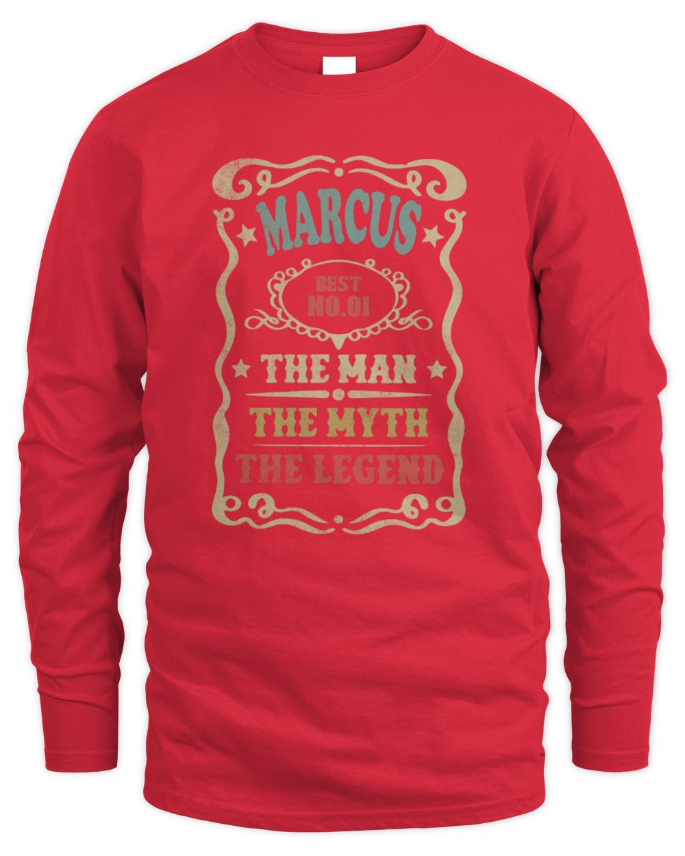The Man The Myth The Legend Vintage Gold Wine Shirt MARCUS M1-52 / Men's Long Sleeved T-Shirt / red