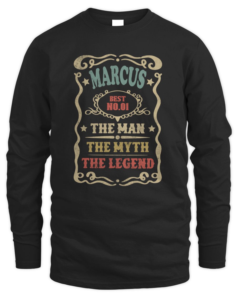 The Man The Myth The Legend Vintage Gold Wine Shirt MARCUS M1-52 / Men's Long Sleeved T-Shirt / black