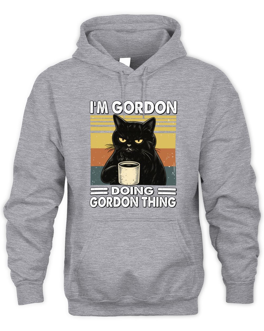 I'm Name Doing Name Thing Grumpy Black Cat Shirt GORDON M1-79 / Unisex Hoodie / sport grey