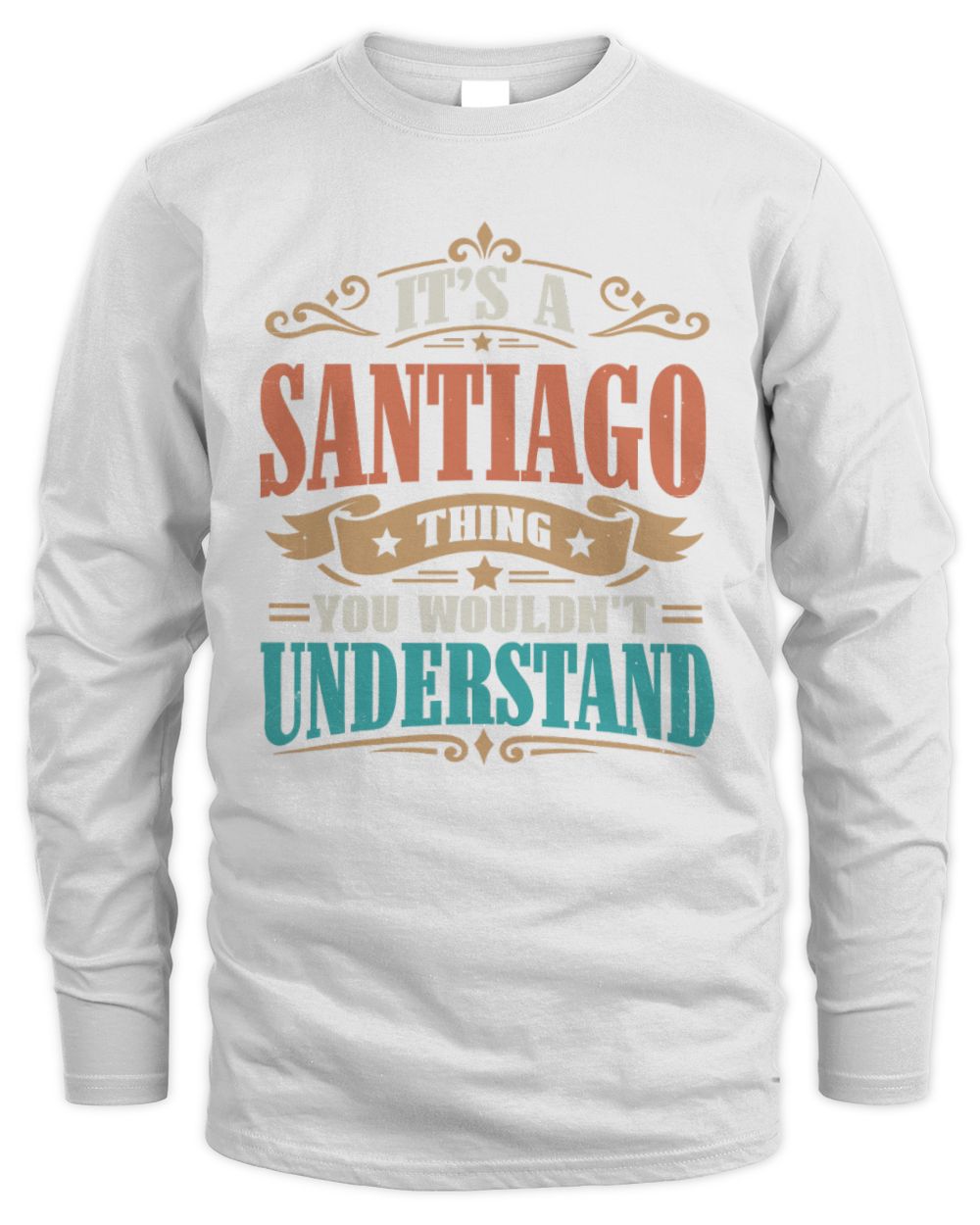 It’s a Name Thing Personalized Retro T-Shirt SANTIAGO M1-47 / Men's Long Sleeved T-Shirt / white
