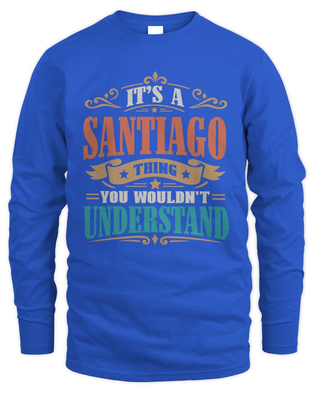 It’s a Name Thing Personalized Retro T-Shirt SANTIAGO M1-47 / Men's Long Sleeved T-Shirt / royal