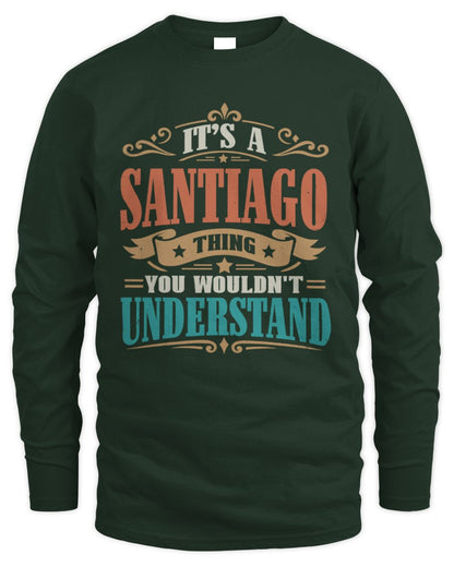 It’s a Name Thing Personalized Retro T-Shirt SANTIAGO M1-47 / Men's Long Sleeved T-Shirt / forest green