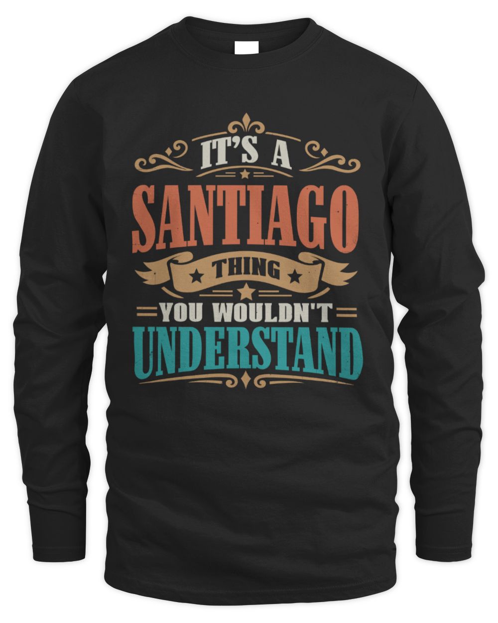 It’s a Name Thing Personalized Retro T-Shirt SANTIAGO M1-47 / Men's Long Sleeved T-Shirt / black