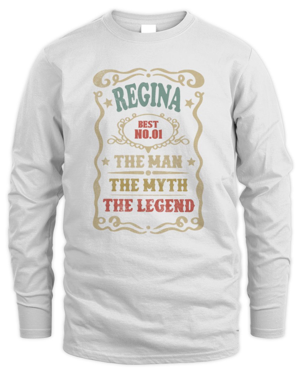 The Man The Myth The Legend Vintage Gold Wine Shirt REGINA M1-52 / Men's Long Sleeved T-Shirt / white