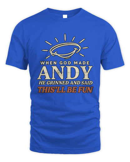 When God Made Your Name Funny Western T-Shirt T-Shirt ANDY M1-S82 / Unisex Standard T-Shirt / royal