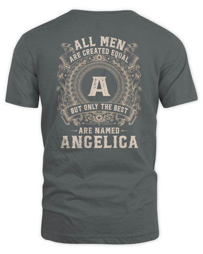 All Men Are Created Equal Cool Logo Shirt ANGELICA M1-60 / Unisex Standard T-Shirt / charcoal
