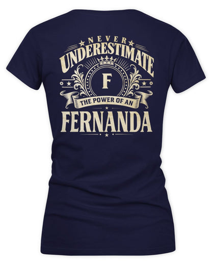 Never Underestimate Your Name Luxury Logo Shirt FERNANDA M1-63 / Women's V-Neck T-Shirt / navy