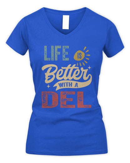 Life Is Better With a Name Personalized Retro T-Shirt DEL-48 / Women's V-Neck T-Shirt / royal