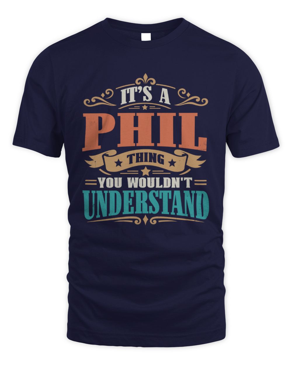 It’s a Name Thing Personalized Retro T-Shirt PHIL M1-47 / Unisex Standard T-Shirt / navy