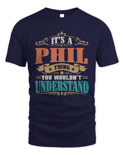 It’s a Name Thing Personalized Retro T-Shirt PHIL M1-47 / Unisex Standard T-Shirt / navy