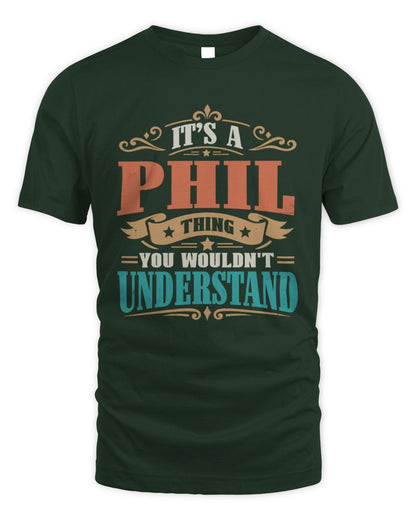 It’s a Name Thing Personalized Retro T-Shirt PHIL M1-47 / Unisex Standard T-Shirt / forest green