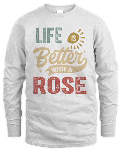 Life Is Better With a Name Personalized Retro T-Shirt ROSE-48 / Men's Long Sleeved T-Shirt / white