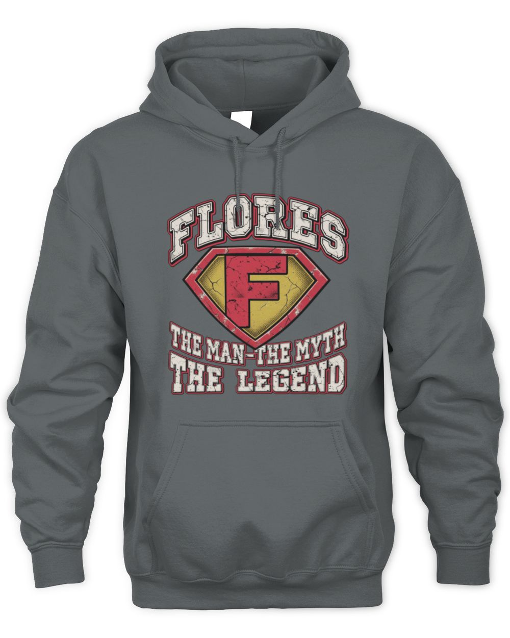 The Man The Myth The Legend Superman Graphic T-Shirt FLORES M1-74 / Unisex Hoodie / charcoal