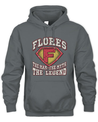 The Man The Myth The Legend Superman Graphic T-Shirt FLORES M1-74 / Unisex Hoodie / charcoal