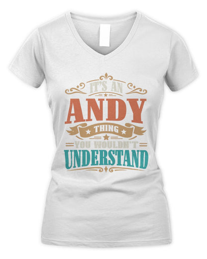 It’s a Name Thing Personalized Retro T-Shirt ANDY M1-47 / Women's V-Neck T-Shirt / white