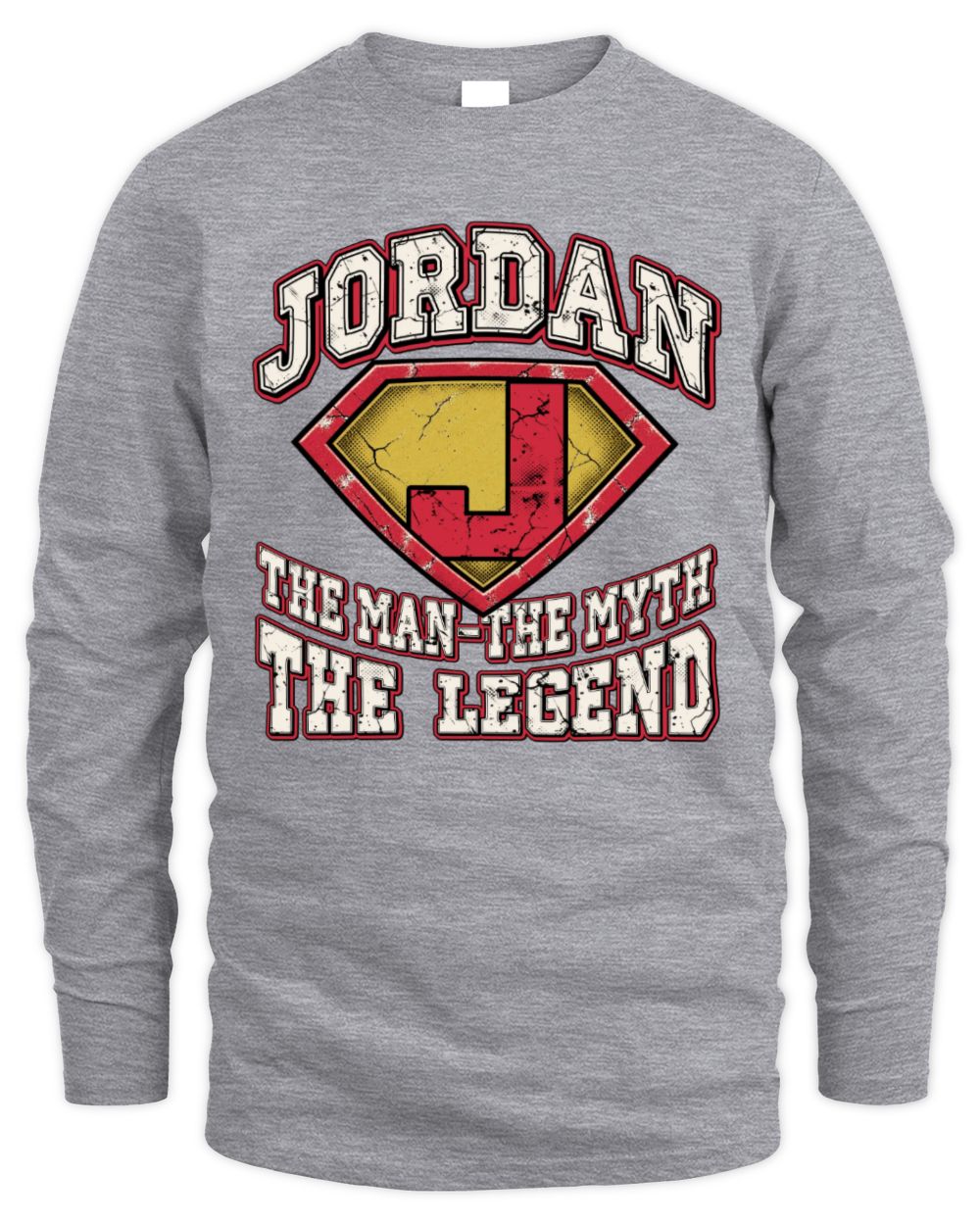 The Man The Myth The Legend Superman Graphic T-Shirt JORDAN M1-74 / Men's Long Sleeved T-Shirt / sport grey