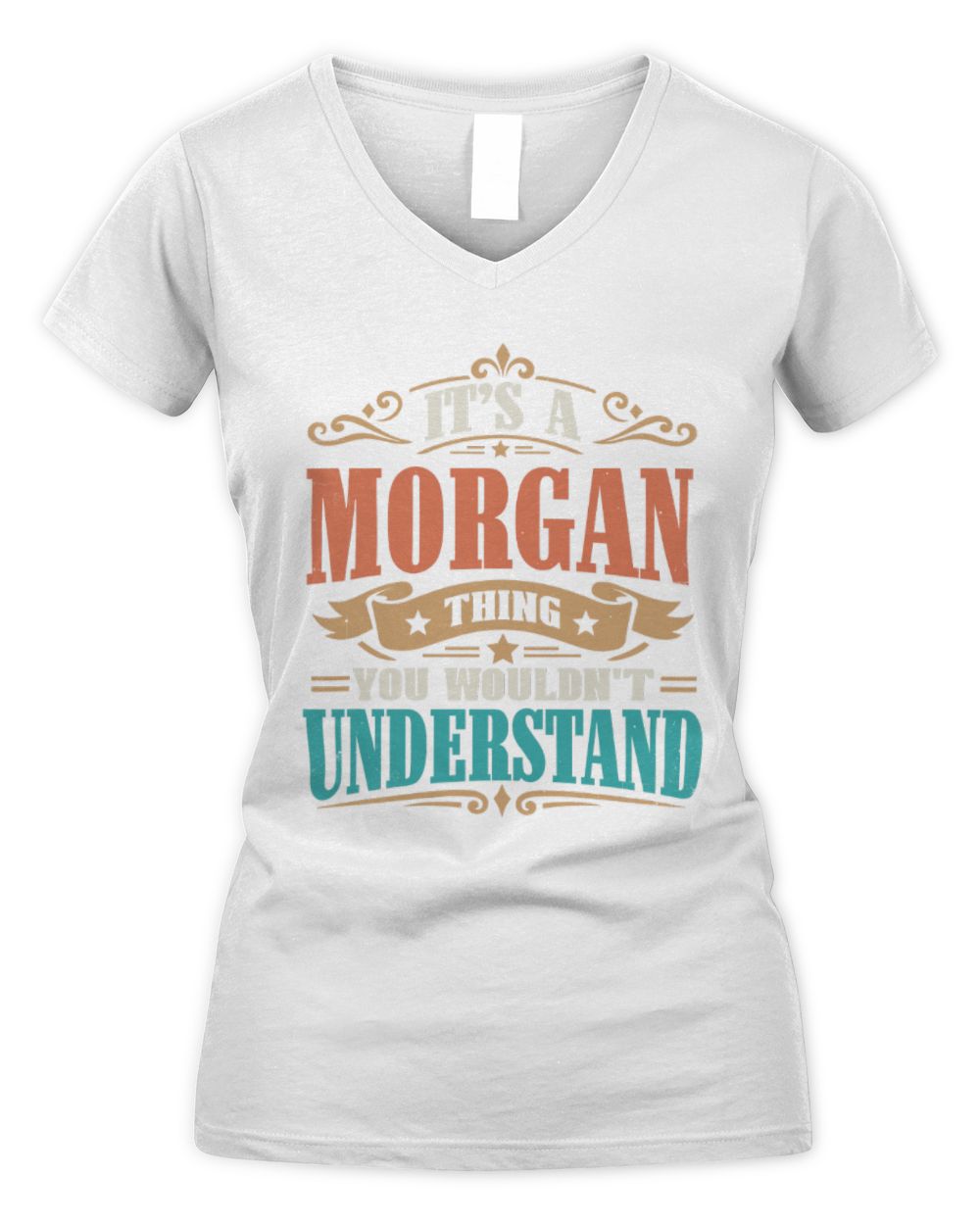 It’s a Name Thing Personalized Retro T-Shirt MORGAN M1-47 / Women's V-Neck T-Shirt / white